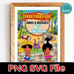 Flintstones Gift bag label Template Printable Instant Download