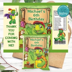 Franklin the turtle Birthday Chip Bag Label Customizable Instant Download