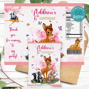 Bambi magic world Birthday Party Chip Bag Digital File Printable Instant Download