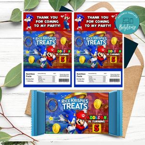 Sonic Mario Rice Krispies Treats Template Printable Instant Download