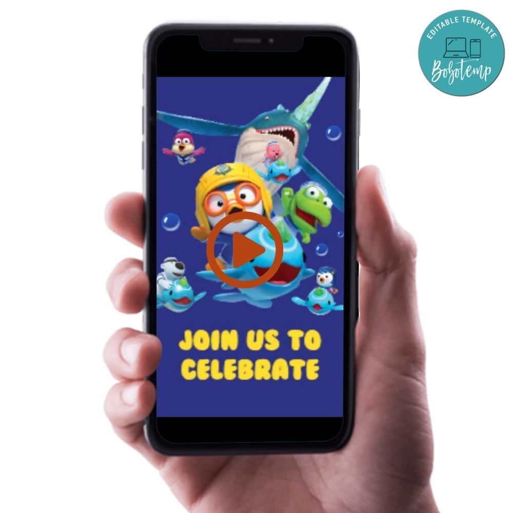 Pororo Birthday Video Invitation Digital Template Customizable Instant Download