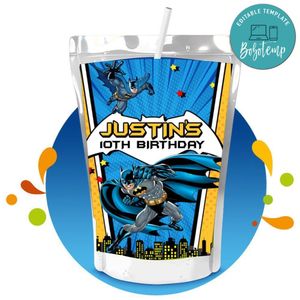 Batman Capri Sun Birthday Labels Digital File Printable Instant Download