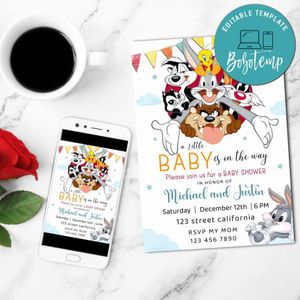 Baby looney tunes Baby Shower Invitation Template  Printable