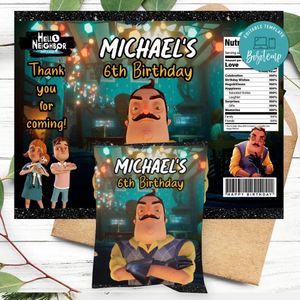 Hello neighbor Birthday Party Chip Bag Digital File Printable Instant Download