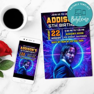 John Wick Mobile Invite Customizable Template Instant Download