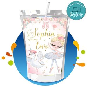Ballerina and swan Capri Sun Birthday Labels Digital File Printable Instant Download
