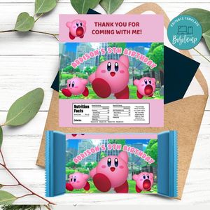 Kirby Candy Bar Label Customizable Template Instant Download