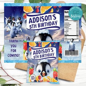 Happy Feet Birthday Party Fruit Snack Bag Digital File Printable Instant Download