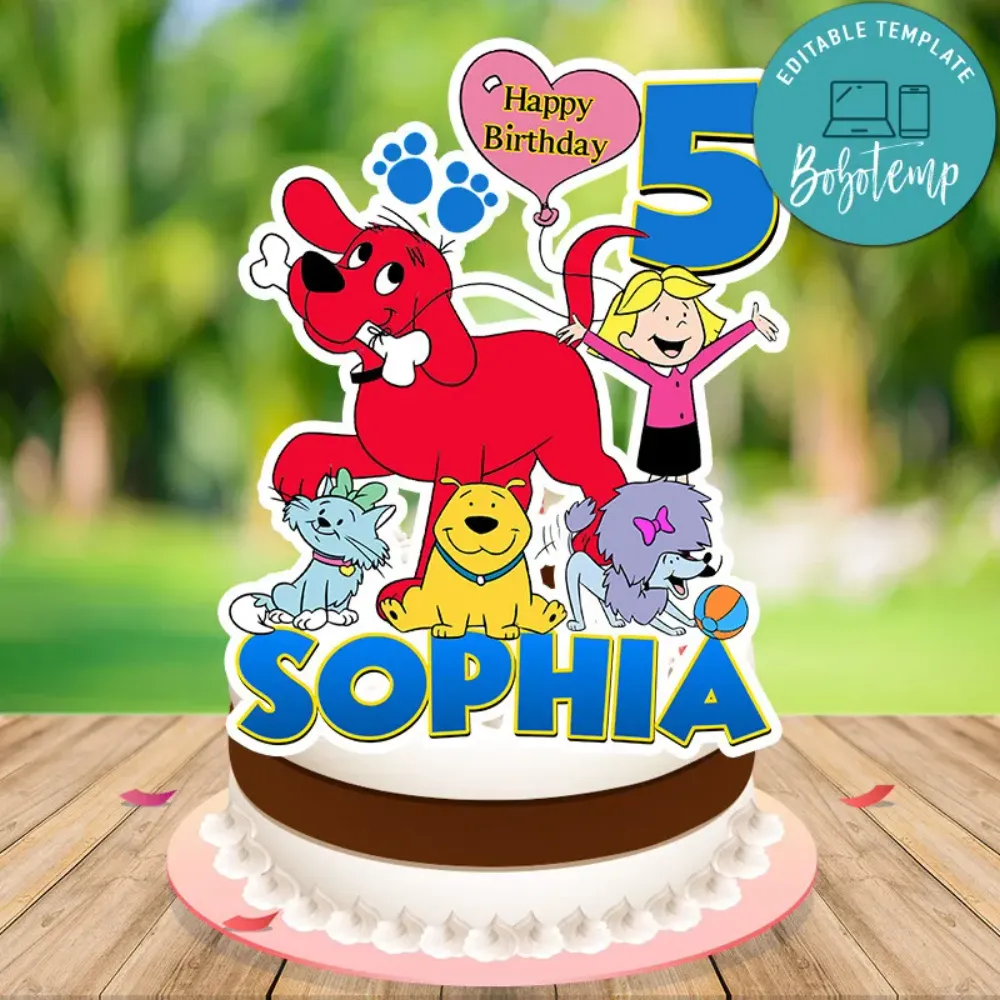 Clifford Birthday Cake Topper Template Printable | Bobotemp