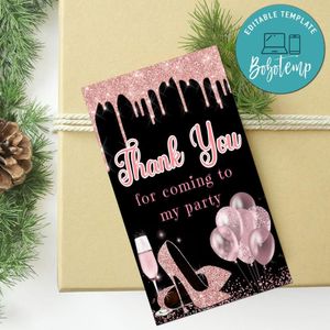 Sweet 16 Pink Thank You Tag Customizable Template To Print At Home Instant Download