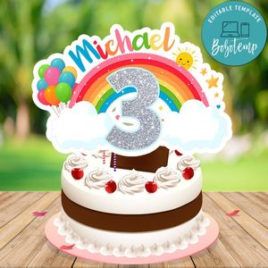 Rainbow Cake Topper Template Printable Instant Download