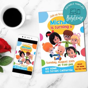 Cleo and cuquin Birthday Invitation Customizable Template to Print at Home Instant Download