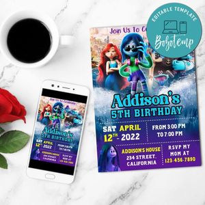 Teenage Kraken Invitation Customizable Template to Print at Home Instant Download