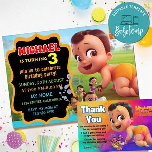 Mighty Little Bheem Invitation Template Free Thank You Card Printable