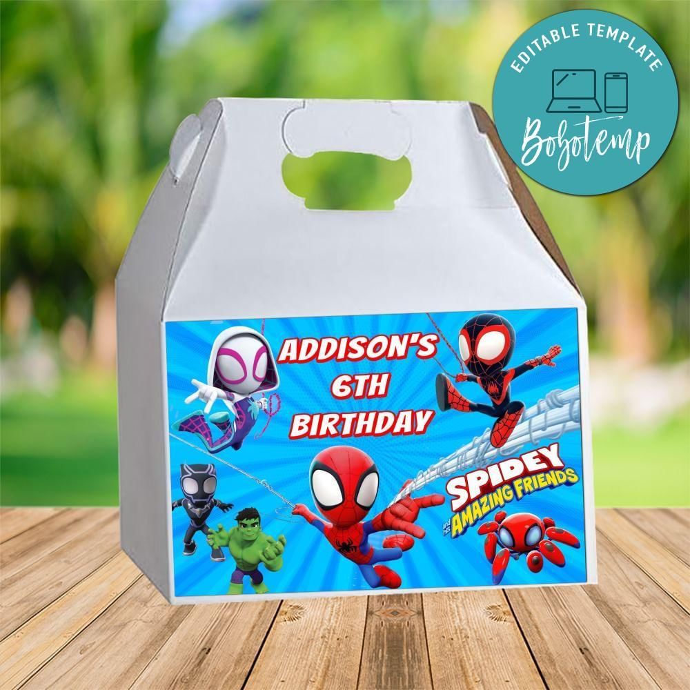 Spidey And His Amazing Friends Gable Box Digital File Printable Instant Download