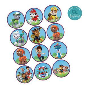 Paw Patrol Cupcake Toppers Template Printable Instant Download