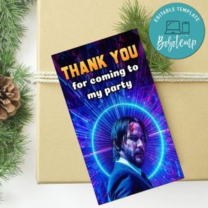 John Wick Thank You Tag Customizable Template To Print At Home Instant Download