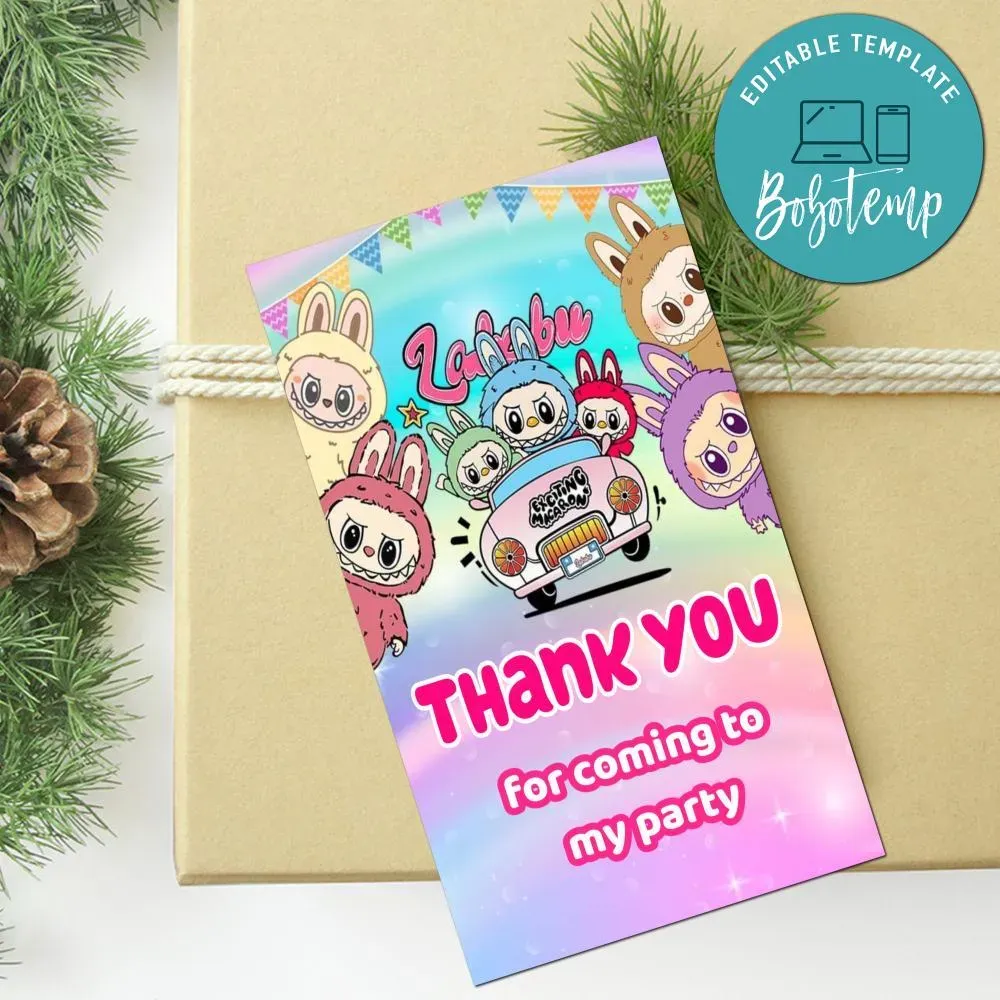 Labubu Thank You Tag Customizable Template | Bobotemp