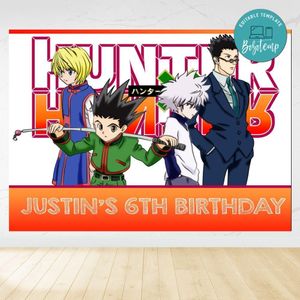 Hunter x Birthday Backdrop Digital File Template Instant Download