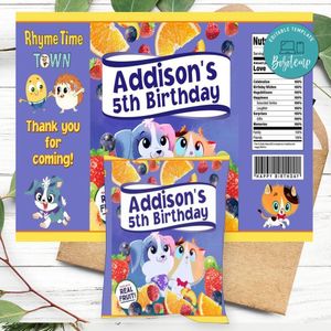 Rhyme Time Town Birthday Party Fruit Snack Bag Digital File Printable Instant Download