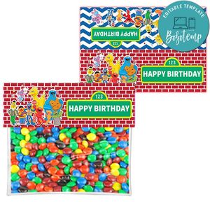 Sesame Street Treat Bag Topper Label Digital File Customizable Instant Download