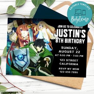 Shield Hero Invitation Customizable Template to Print at Home Instant Download