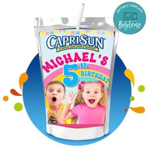 Diana and roma Capri Sun Birthday Labels Digital File Printable Instant Download