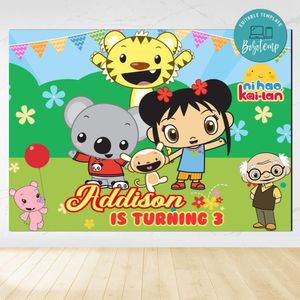Ni Hao Kai Lan Birthday Backdrop Digital File Template Instant Download