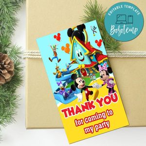 Mickey Mouse Funhouse Thank You Tag Customizable Template To Print At Home Instant Download