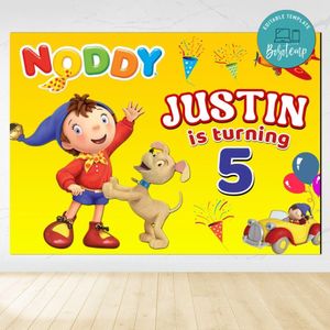 Noddy Birthday Backdrop Digital File Template Instant Download