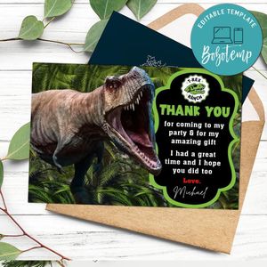 T-rex Ranch Thank You Card Customizable Template To Print At Home Instant Download
