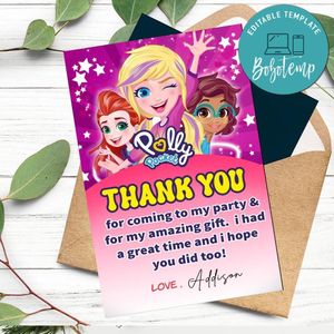 Polly Pocket Thank You Card Customizable Template To Print At Home Instant Download
