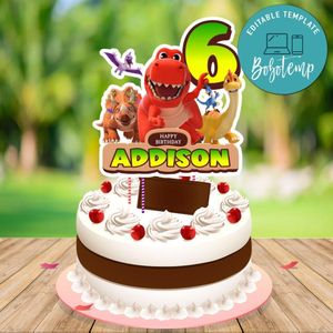 Little Dino School Cake Topper Template Printable Instant Download