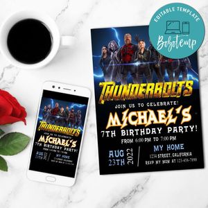 Thunderbolts Invitation Customizable Template to Print at Home Instant Download