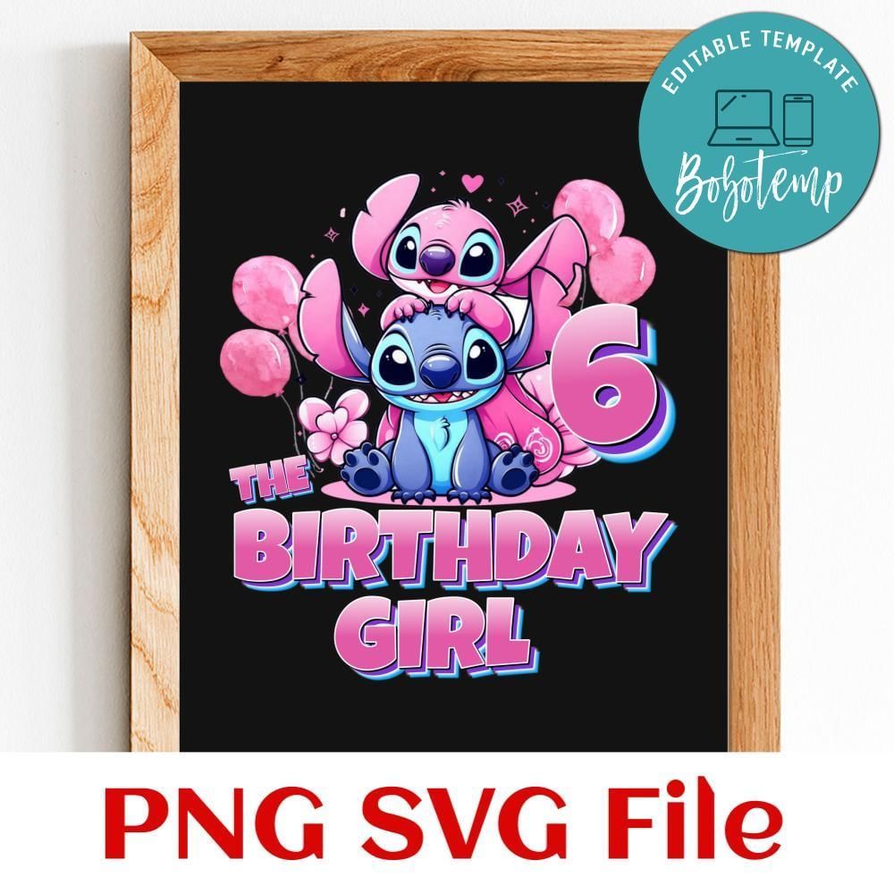 Stitch & Angel Birthday Customer request PNG file template