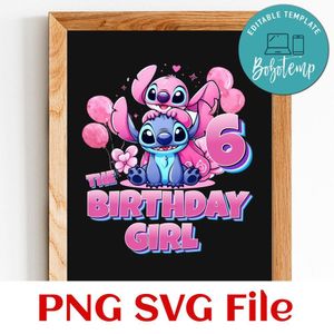Stitch & Angel Birthday Customer request PNG file template