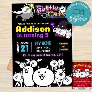 The Battle Cats Invitation Template Free Thank You Card Printable