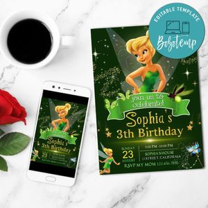Tinkerbell Invitation Customizable Template to Print at Home Instant Download