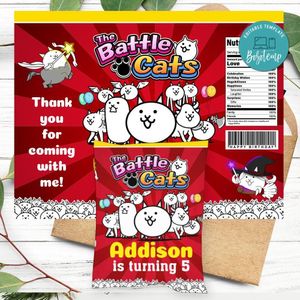 The Battle cats Birthday Party Chip Bag Digital File Printable Instant Download