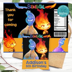 Elemental Pixar Birthday Chip Bag Digital File Printable Instant Download