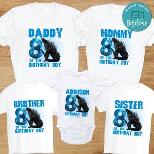 Godzilla Family Birthday PNG file template