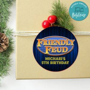 Friendly Feud Circle Sticker Template Customizable To Print At Home Instant Download