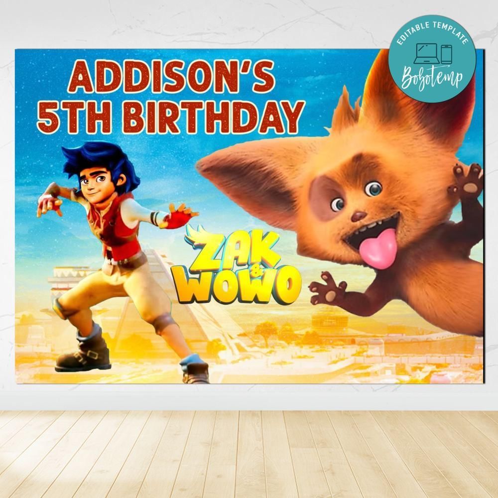 Zak & Wowo Birthday Backdrop Digital File Template Instant Download