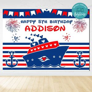 Disney Cruise Birthday Backdrop Digital File Template Instant Download