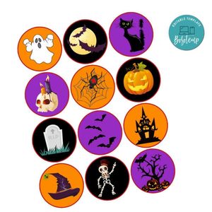 Halloween Cupcake Toppers Template Printable Instant Download