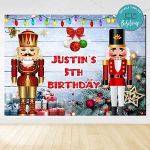 Christmas Nutcracker Birthday Backdrop Digital File Template Instant Download