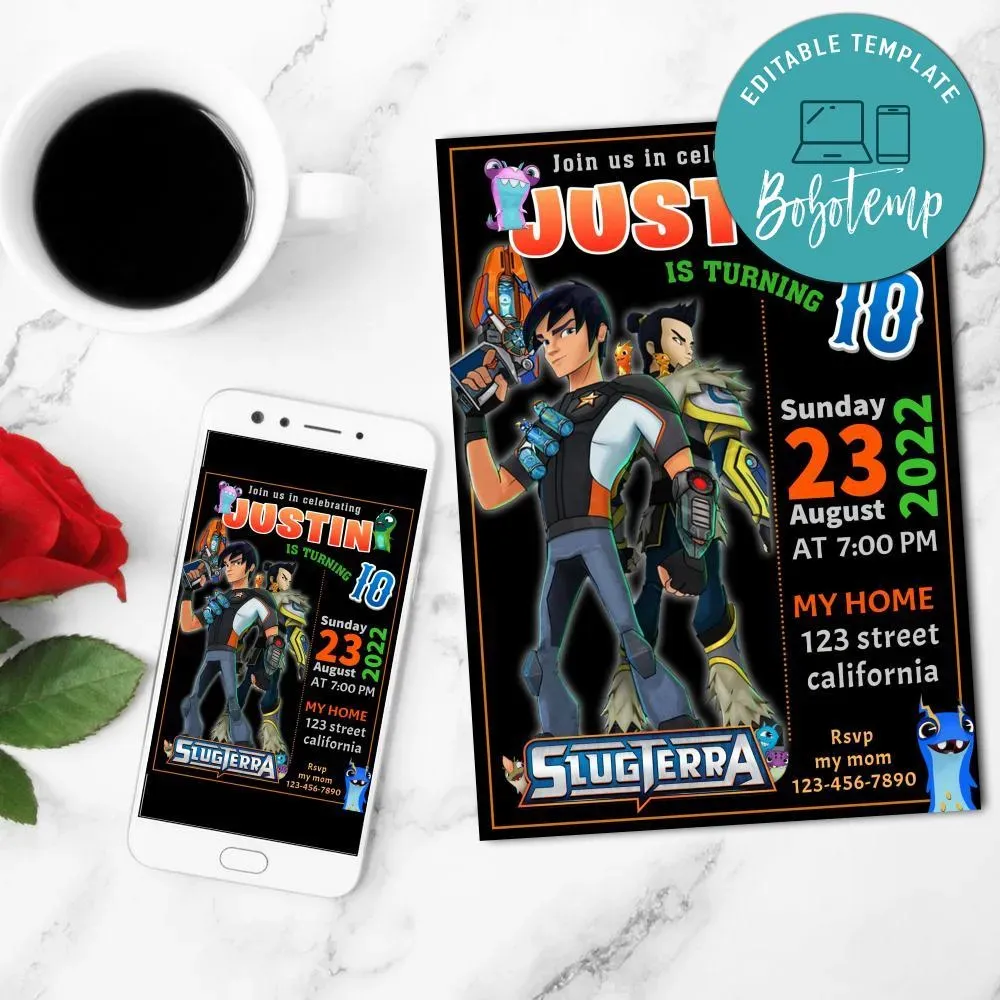 Powerful Slugterra Birthday Mobile Invite Customizable Instant Download ...