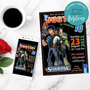 Powerful Slugterra Birthday Mobile Invite Customizable Template Instant Download