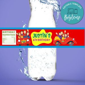 Wiggles Birthday Water Bottle Label Template to Print at Home Instant Download