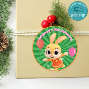 Jeni pinkfong Circle Sticker Template Customizable to Print at Home Instant Download